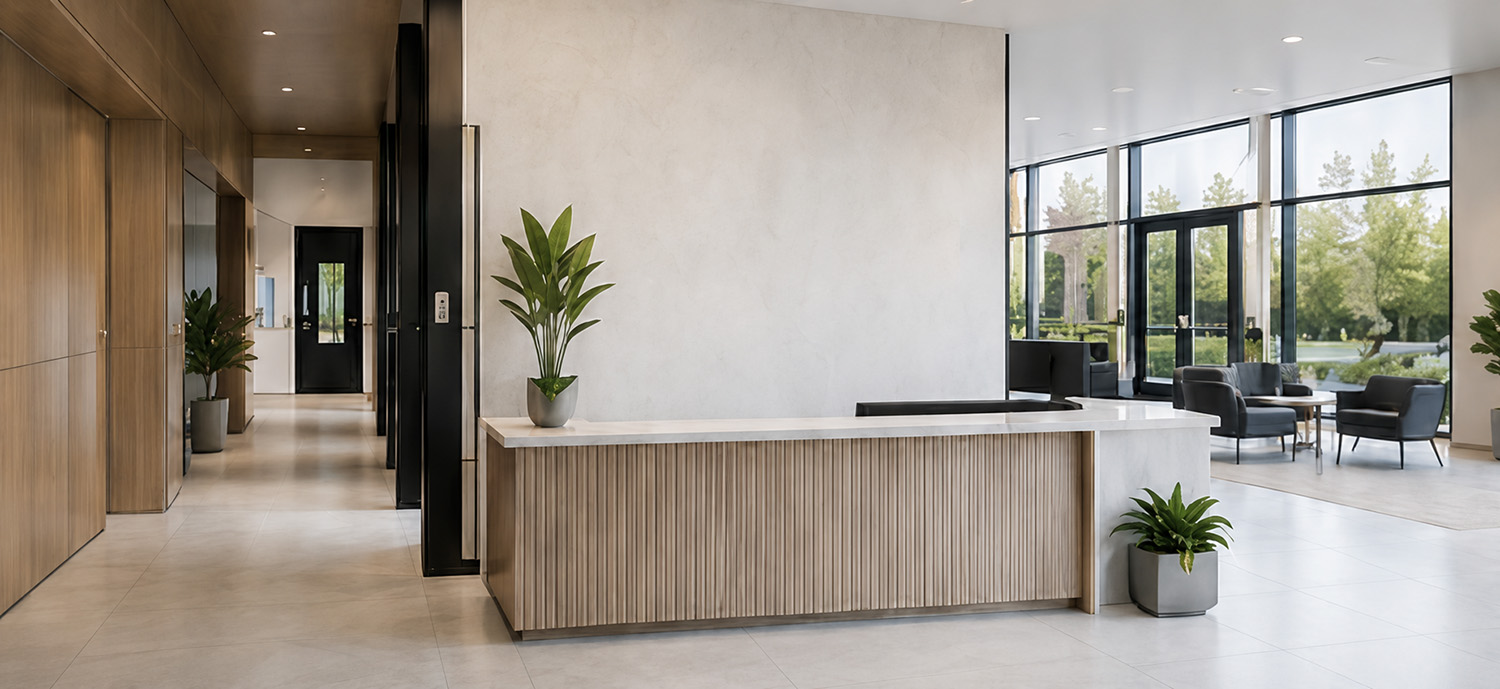Modern real estate office reception area